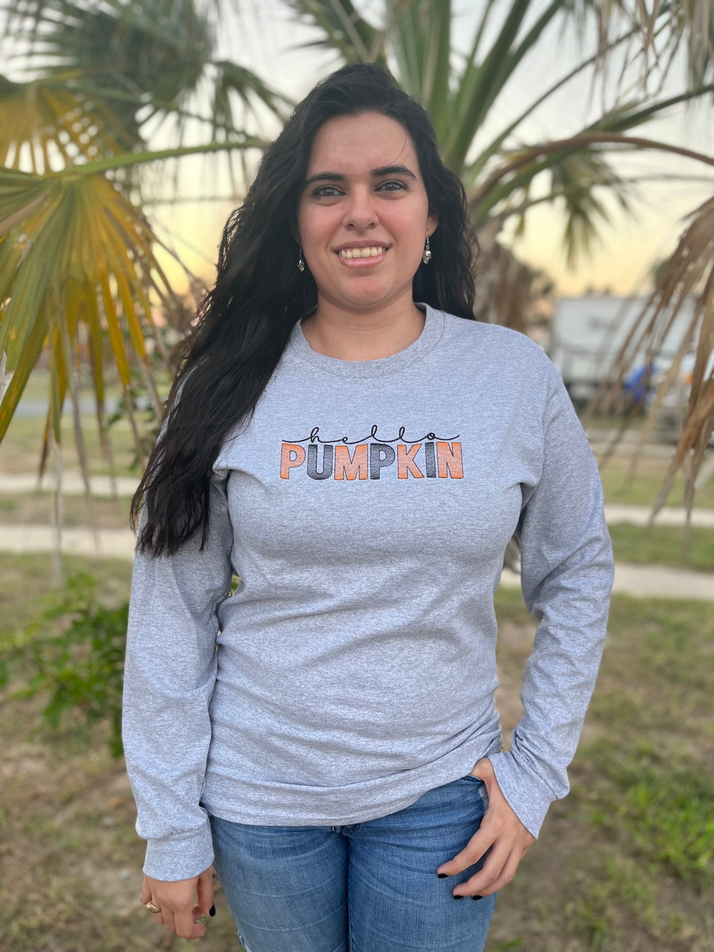 Hello Pumpkin EMBROIDERED Long Sleeve