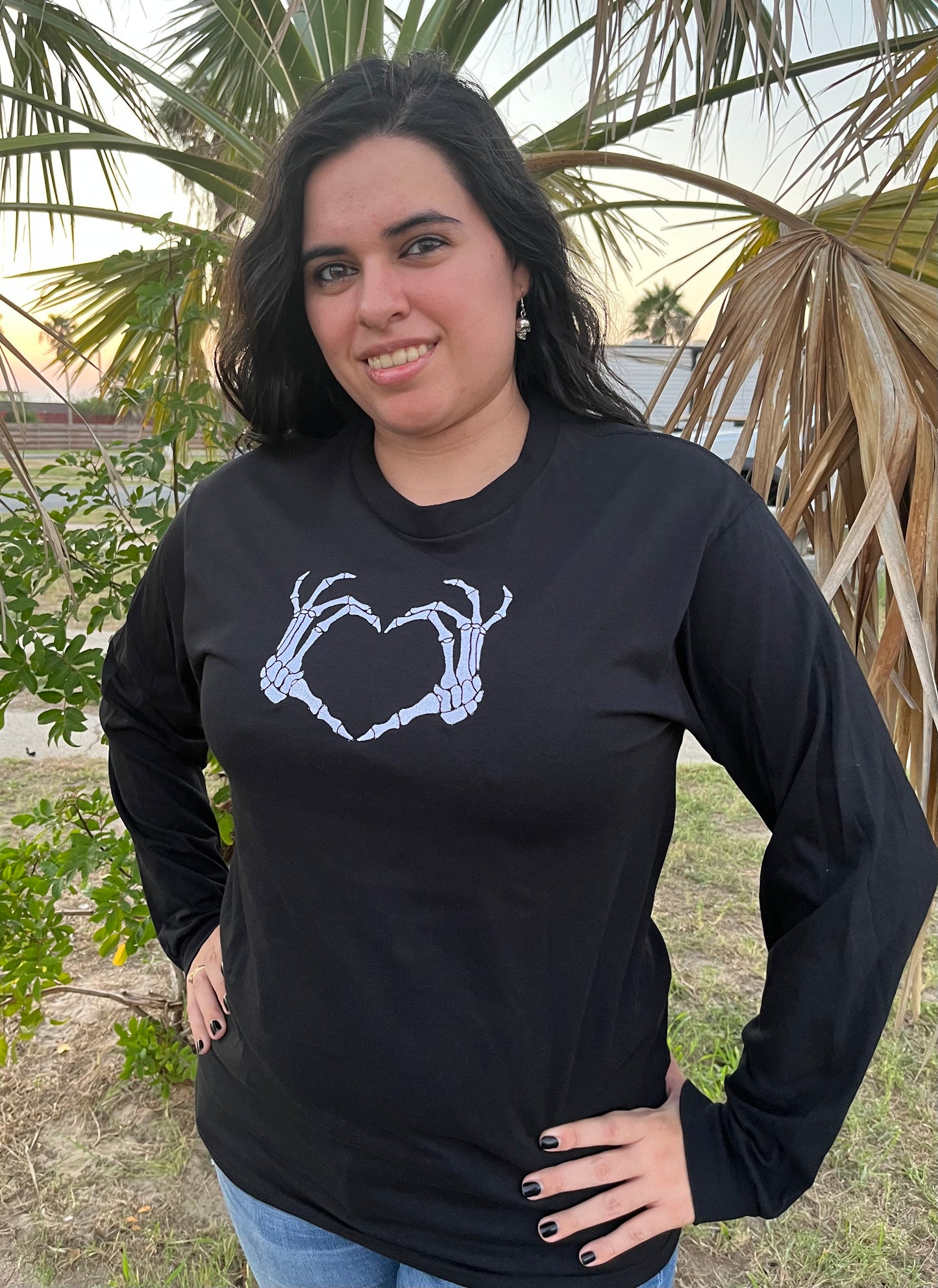 Skeleton Heart EMBROIDERED Long Sleeve