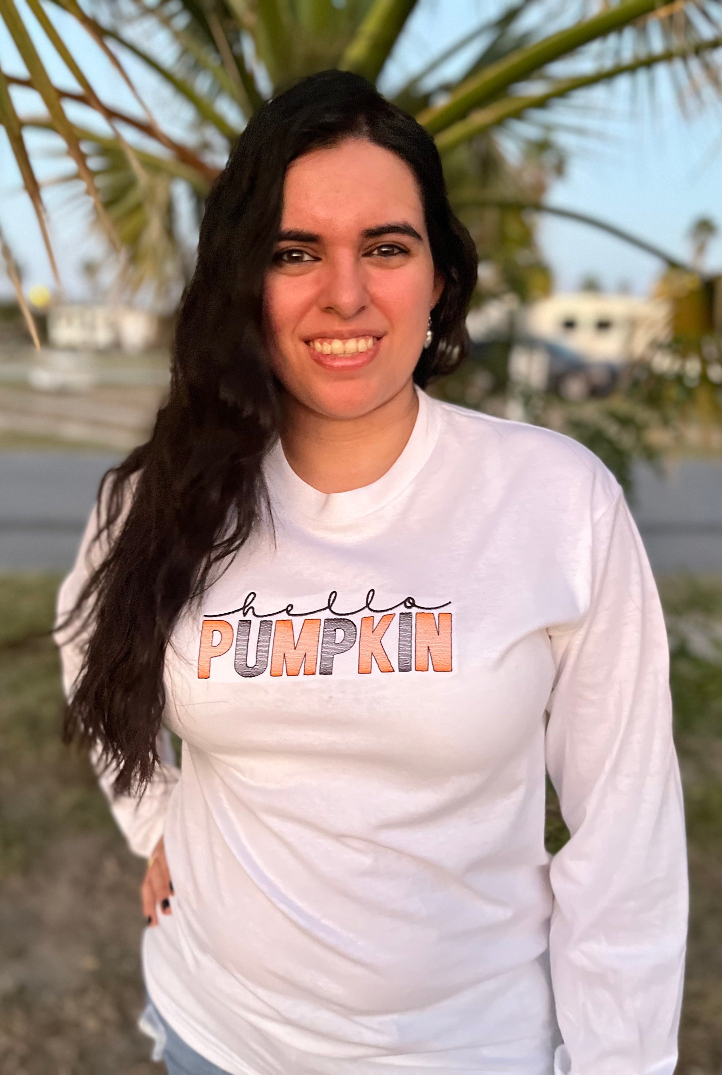 Hello Pumpkin EMBROIDERED Long Sleeve