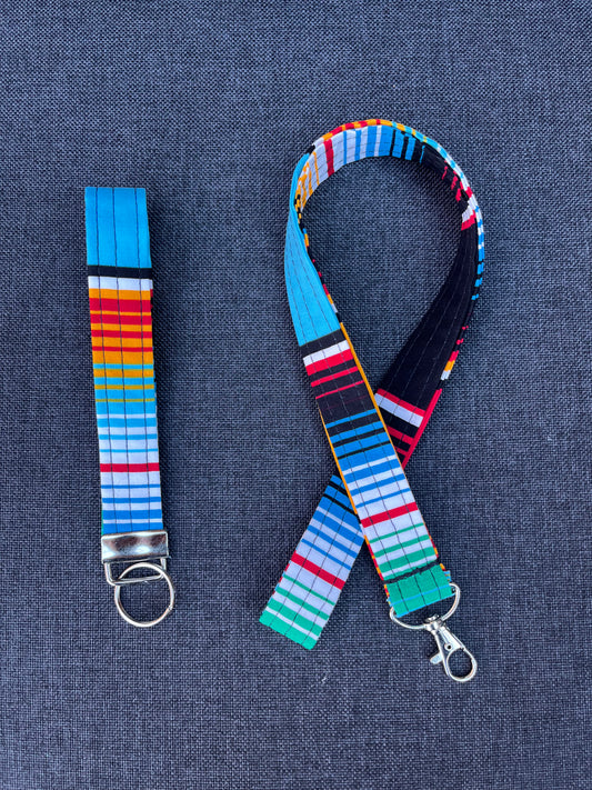 Blue Serape Wristlet & Lanyard