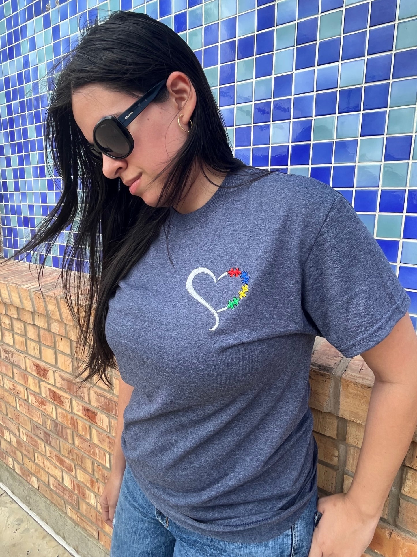 Puzzle Heart EMBROIDERED T-Shirt